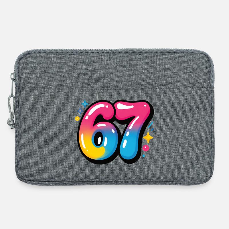 67 bunt sechs sieben bunte Luftballons - Laptoptasche 13" - Grau meliert