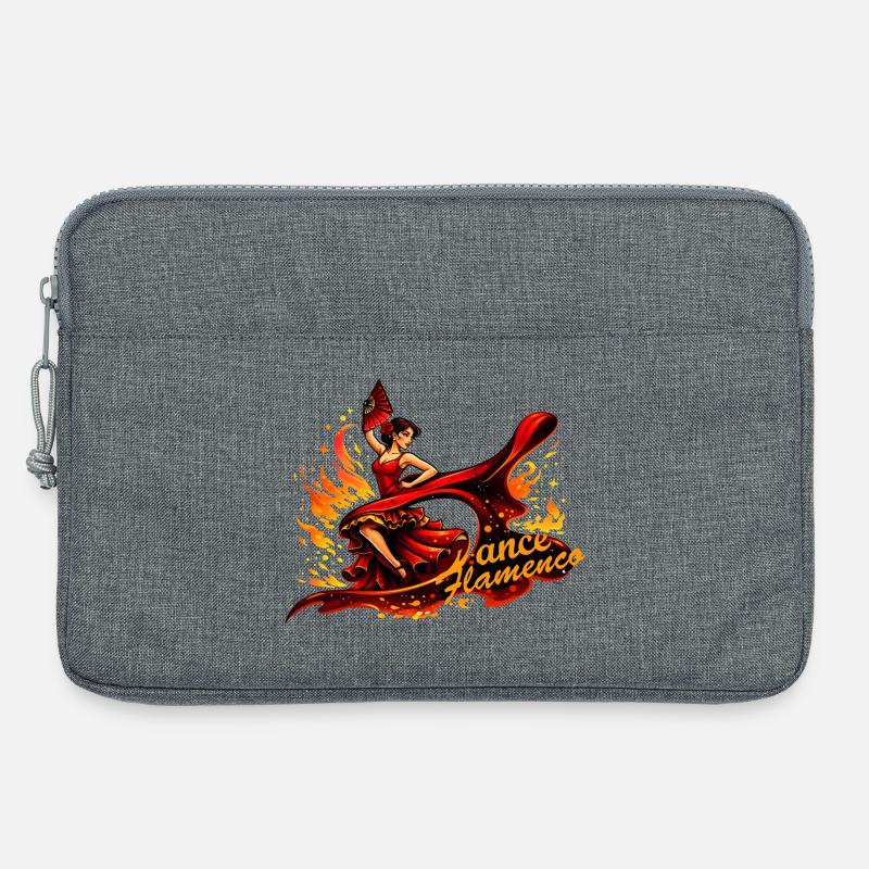 Flamenco Tänzerin mit Feuer und Fächer - Laptoptasche 13" - Grau meliert