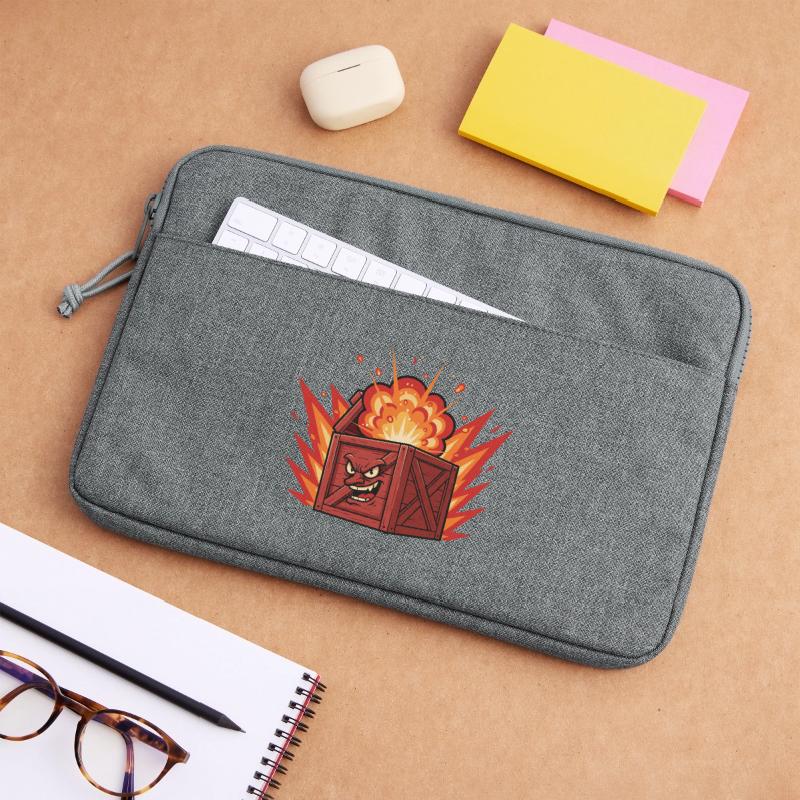 Exploding wooden box with a grim face Laptop bag 13"