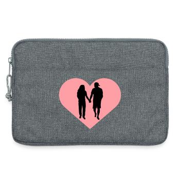 Couple Silhouette Amour Romance Petit ami de la Saint-Valentin - Sacoche pour ordinateur portable 13 pouces - gris chiné - Devant