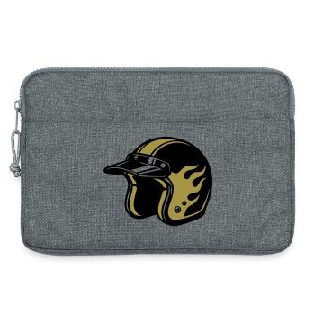 Motorradhelm Flammen Biker Motorrad Club - Laptoptasche 13" - Grau meliert - Vorne