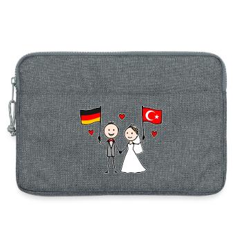 Wedding couple Germany Turkey Flag - Laptop bag 13" - heather grey - Front