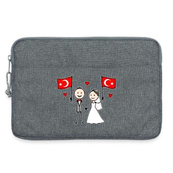 Wedding Couple Turkey Flag - Laptop bag 13" - heather grey - Front