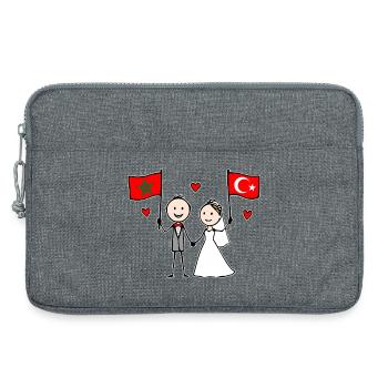 Wedding Couple Morocco Turkey Flag - Laptop bag 13" - heather grey - Front
