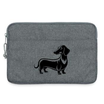 Extra Long Daschund - Laptop bag 13" - heather grey - Front