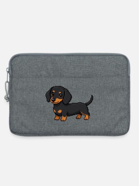 Süßer Dackel – Retro Pixel Art Hund - Laptoptasche 13" - Grau meliert
