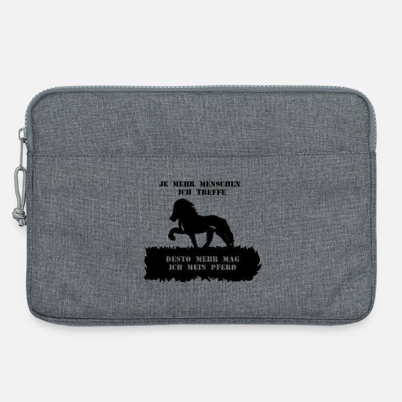 Spruch 5 mit Pferd 1 schwarz - Laptoptasche 13" - Grau meliert