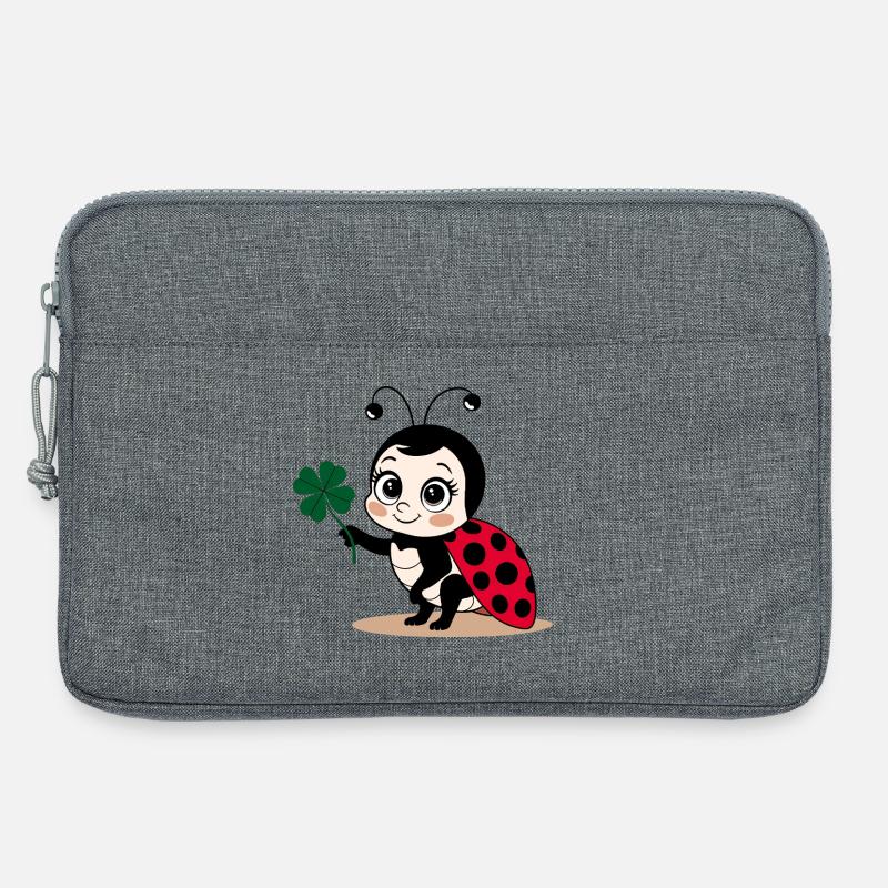 Marienkäfer Kleeblatt Glücksbringer Glück - Laptoptasche 13" - Grau meliert
