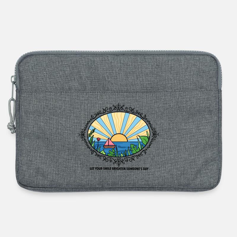 Sunset Landscape with Quote  - Laptoptasche 13" - Grau meliert