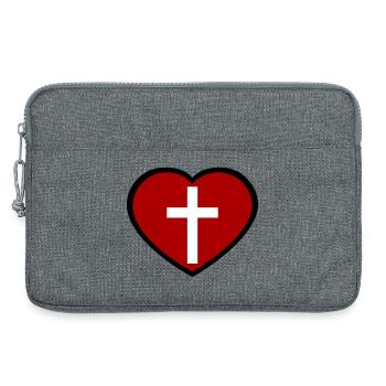Kreuz und Herz - Laptoptasche 13" - Grau meliert - Vorne