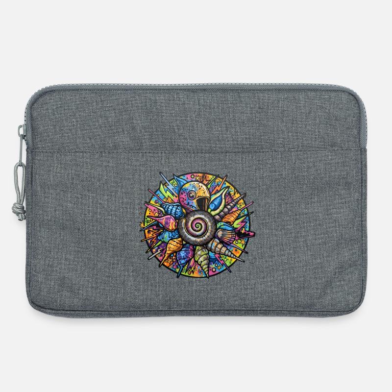 Psychedelic Shell Spiral Mandala - Laptop bag 13" - heather grey
