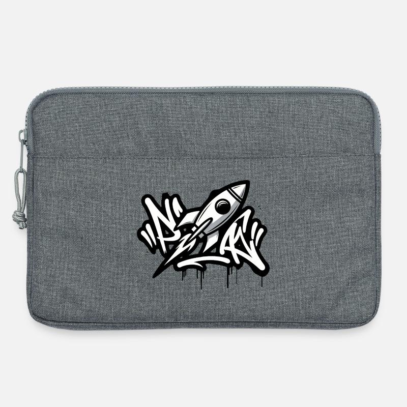 Graffiti rocket in black and white - Laptop bag 13" - heather grey