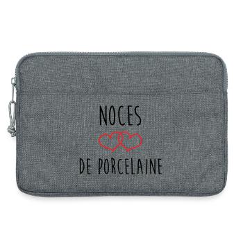 Porzellanhochzeit 20 Jahre Liebe - Laptoptasche 13" - Grau meliert - Vorne