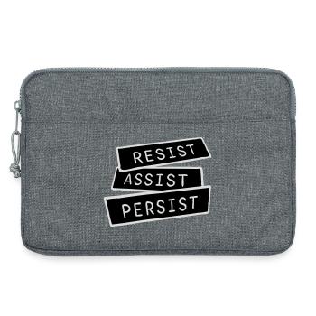 Resist Assist Persist Aktivismus Motivation Logo - Laptoptasche 13" - Grau meliert - Vorne