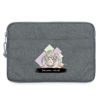 JvG Ratte "Denk positiv, i roz da!" - Laptoptasche 13" - Grau meliert - Vorne