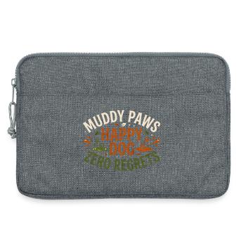 uddy Paws Happy Dog Zero Regrets – Lustiges Hundeh - Laptoptasche 13" - Grau meliert - Vorne