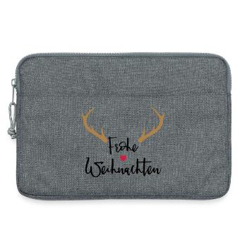 Merry Christmas Antlers Heart Nose Reindeer Moose - Laptop bag 13" - heather grey - Front