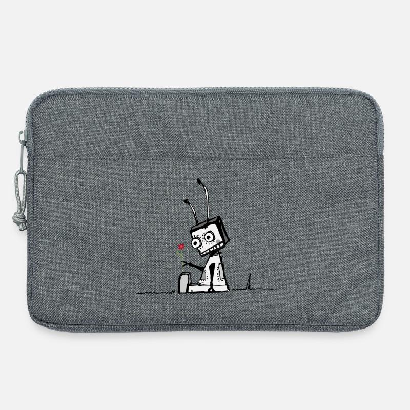 Roboter mit einer Blume - Laptoptasche 13" - Grau meliert