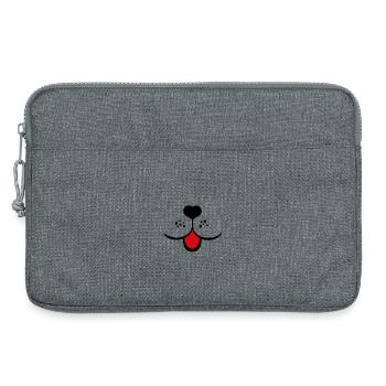 chien visage chiens museau langue coeur nez de chien - Sacoche pour ordinateur portable 13 pouces - gris chiné - Devant