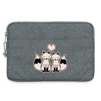 Renards amoureux - Sacoche pour ordinateur portable 13 pouces - gris chiné - Devant