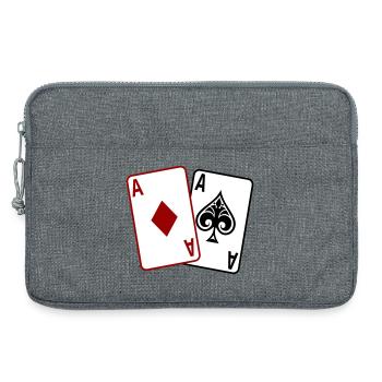 Cartes de poker – Texas Hold’em Casino Design - Sacoche pour ordinateur portable 13 pouces - gris chiné - Devant