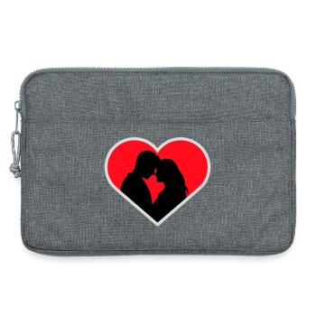 Couple Silhouette Amour Romance Petit ami de la Saint-Valentin - Sacoche pour ordinateur portable 13 pouces - gris chiné - Devant