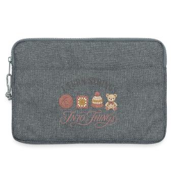 Ich Verwandle Fäden In Dinge Häkeln Garn Hut Bär - Laptoptasche 13" - Grau meliert - Vorne