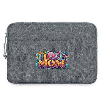 I Love Mom: Bunter Retro-Schriftzug - Laptoptasche 13" - Grau meliert - Vorne
