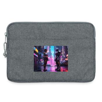 Neon Cyberpunk Begegnung - Laptoptasche 13" - Grau meliert - Vorne