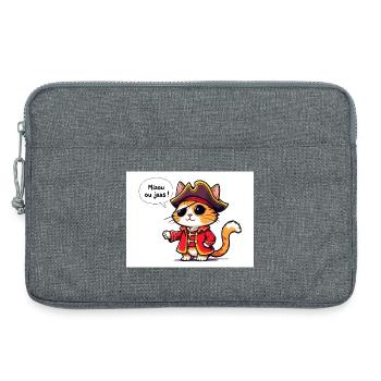 Chat Pirate Costume Illustration - Sacoche pour ordinateur portable 13 pouces - gris chiné - Devant