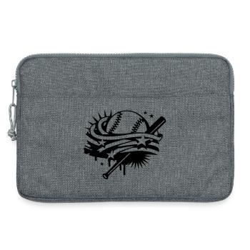 Baseball and a baseball bat with stripes and stars - Laptop bag 13" - heather grey - Front
