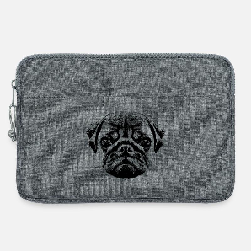 Mopswelpe / Mops Baby / Pug face - Laptoptasche 13" - Grau meliert