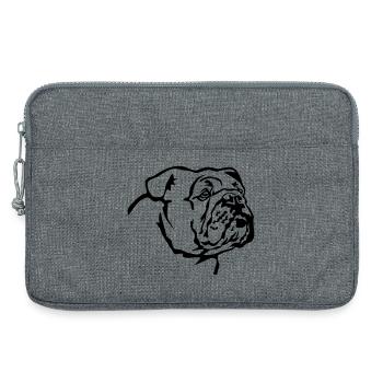 Tête de bouledogue anglais - Sacoche pour ordinateur portable 13 pouces - gris chiné - Devant