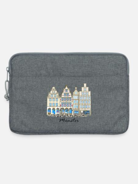 Münster Prinzipalmarkt, Häuserzeile, Deutschland - Laptoptasche 13" - Grau meliert