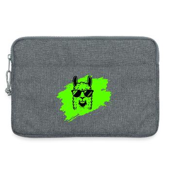Llama or alpaca with sunglasses in neon style - Laptop bag 13" - heather grey - Front