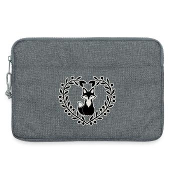 Niedlicher Fuchs im Blätterkranz – Handgezeichnete - Laptoptasche 13" - Grau meliert - Vorne