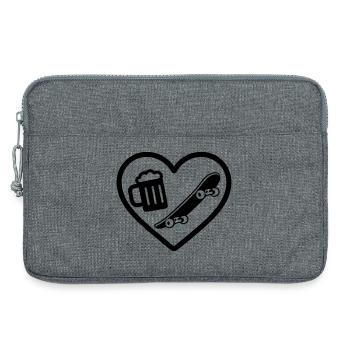 Heart Skateboard Bier - Laptoptasche 13" - Grau meliert - Vorne