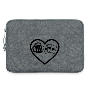 Heart Beer Card Games Humor - Laptop bag 13" - heather grey - Front