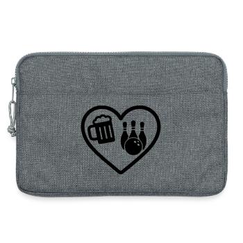 Humour de bowling à la bière de cœur - Sacoche pour ordinateur portable 13 pouces - gris chiné - Devant