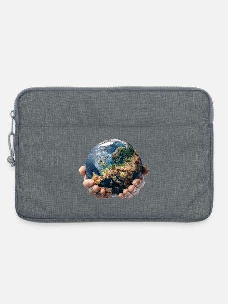 Erde in Händen: Globale Verantwortung - Laptoptasche 13" - Grau meliert