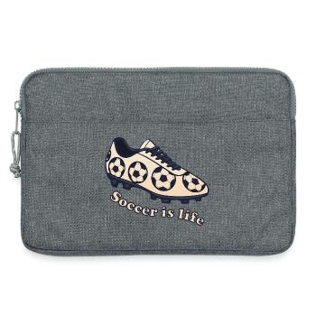 Fußball – Soccer ist Leben Design - Laptoptasche 13" - Grau meliert - Vorne