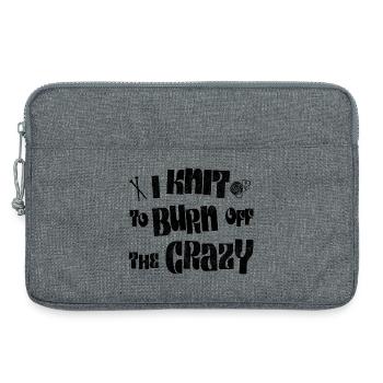 I knit to burn off the crazy - Laptop bag 13" - heather grey - Front