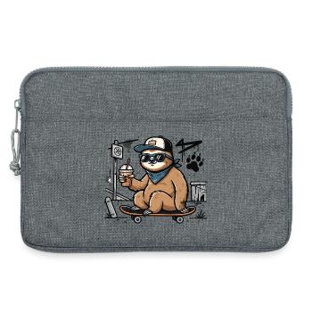 Cooles Faultier auf Skateboard – Street Art - Laptoptasche 13" - Grau meliert - Vorne