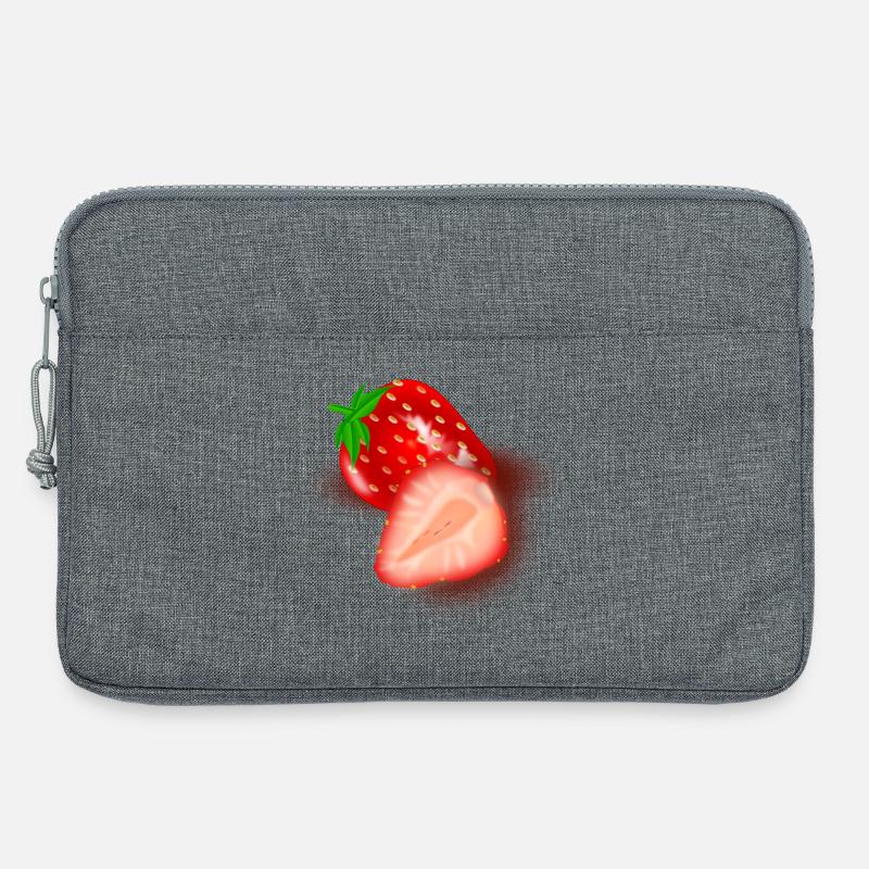 Erdbeer-Schnittbild Illustration - Laptoptasche 13" - Grau meliert