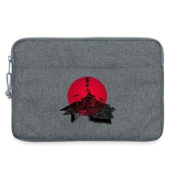 Black Japanese landscape and red sun - Laptop bag 13" - heather grey - Front
