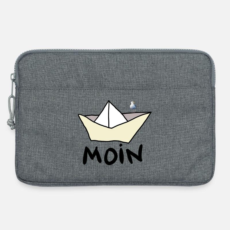 Papierboot am Strand mit Möwe - Laptoptasche 13" - Grau meliert