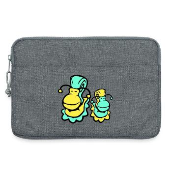 2 snail shell snails child dad mom family - Laptop bag 13" - heather grey - Front