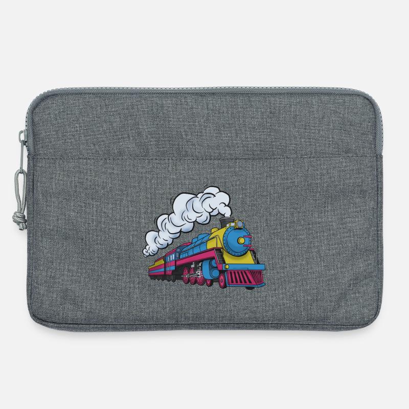 Dampflokomotive Farbexplosion - Laptoptasche 13" - Grau meliert