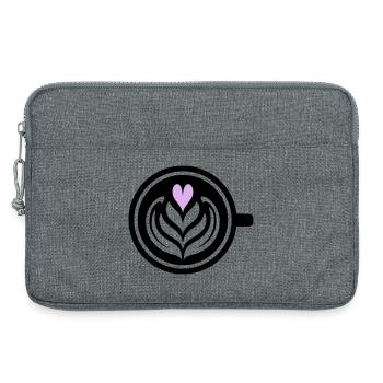 Kaffee-Liebe: Latte art Herz Vektor - Laptoptasche 13" - Grau meliert - Vorne