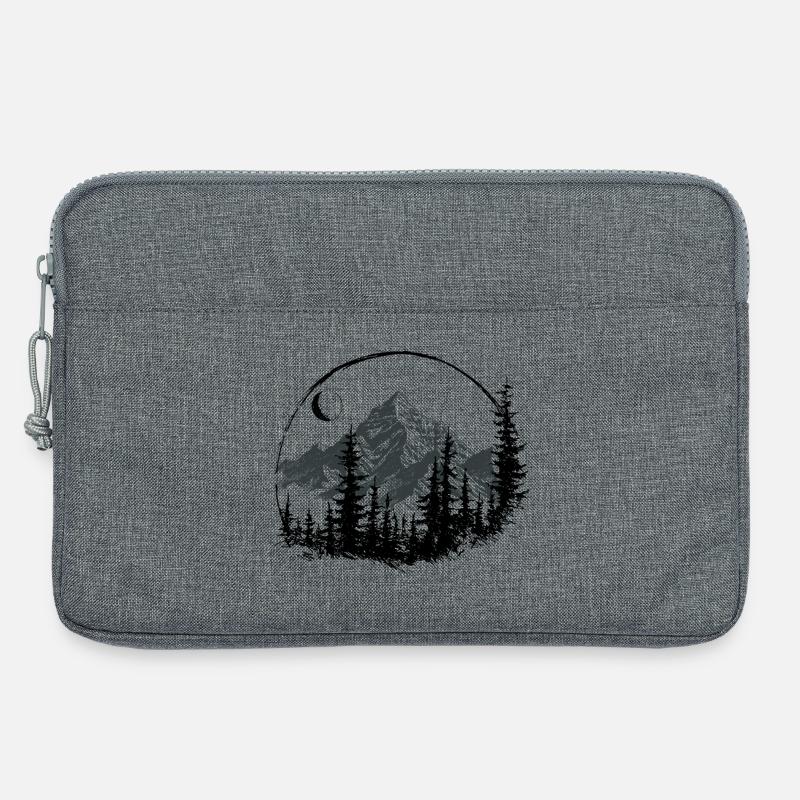 Bergsilhouette mit Kiefern - Laptoptasche 13" - Grau meliert